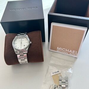 Michael Kors Silver Women's Watch with White Dial